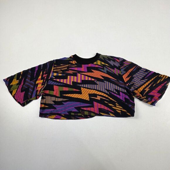 Farm Rio Cropped Over Sized Shirt Womens Size PP US XS Geomtric Multicolor - Picture 1 of 13